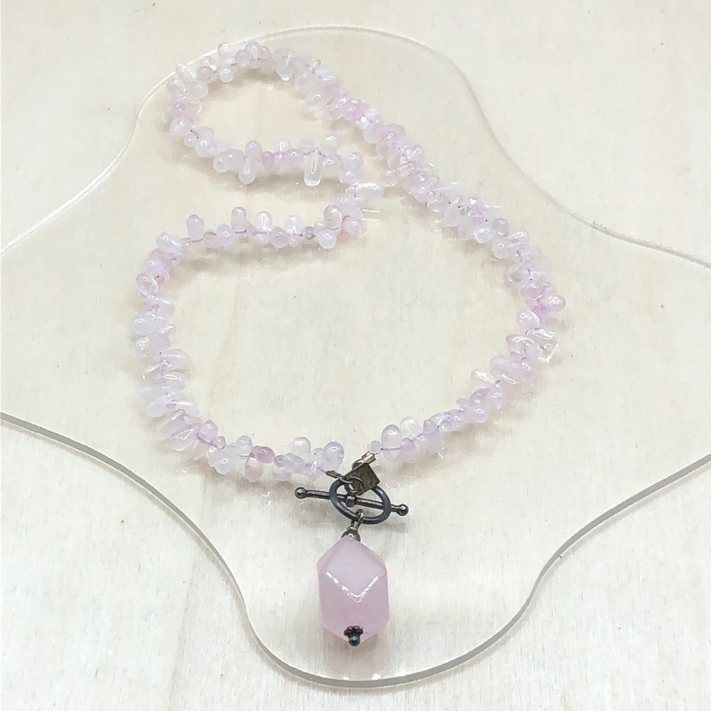 Silpada Sterling Silver Pink Rose Quartz Gemstone Toggle Necklace Free Extra